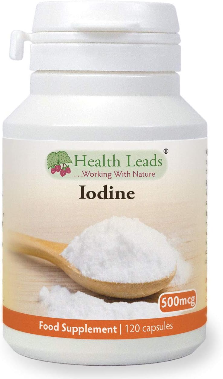 Iodine (High Strength) 500mcg 120 Capsules, Iodine contributes to Normal Thyroid Function, Easy to Swallow Small Capsules, Magnesium Stearate Free & No Nasty Additives, Vegan, Made in Wales