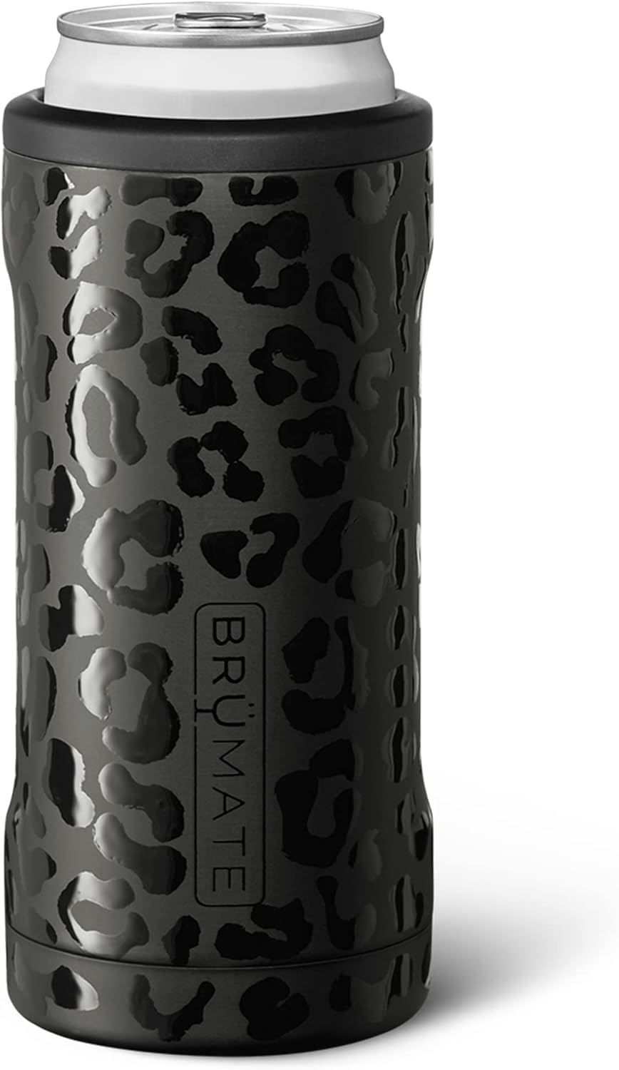 BrüMate Hopsulator Slim Double-walled Stainless Steel Insulated Can for 12 Oz Slim Cans (Onyx Leopard)