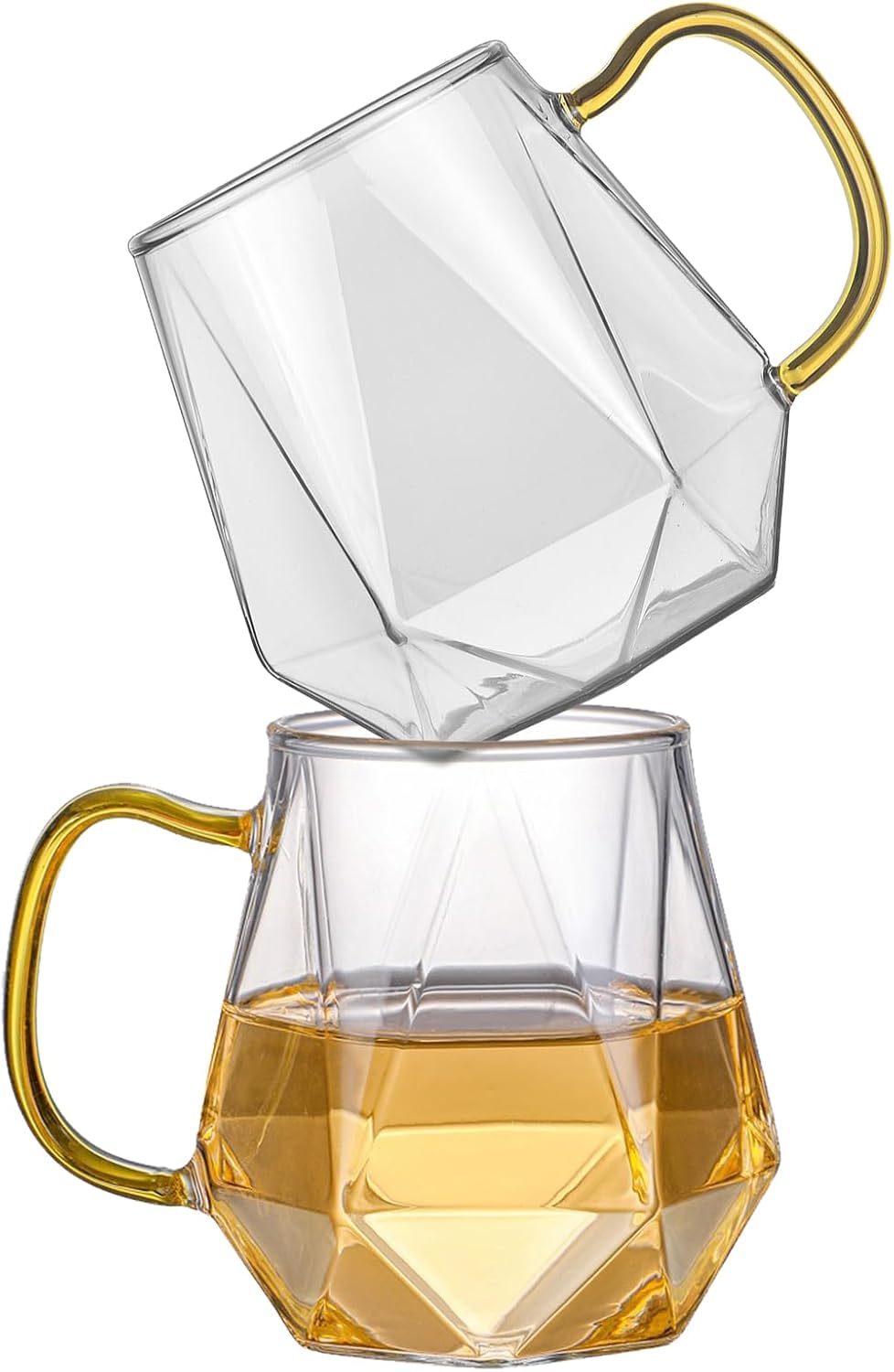 Glass Coffee Mugs 300ml with Handle, Set of 2 - Clear Coffee Cups Latte Glasses, Borosilicate Heat Resistant for Cappuccino, Espresso, Tea, Milk, Juice, Beer and Hot/Cold Beverages
