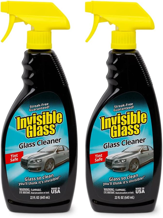 Invisible Glass 92164-2PK Premium Glass and Window Cleaner for Auto and Home Cleans Glass, Windows, Windshields, and More, Streak-Free, Ammonia-Free, Tint-Safe, 22 fl oz (Pack of 2)