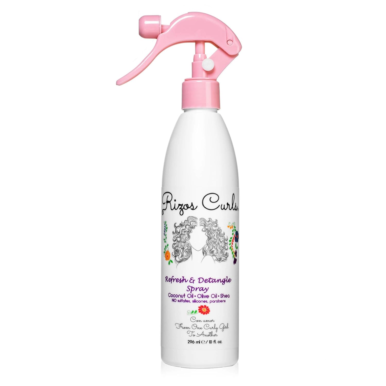 Rizos Curls Refresh & Detangle Spray – Detangling & Curl Leave-In with Coconut Oil – Nourishes, Hydrates & Controls Frizz for Every Curl Pattern – Adds Shine, 2a–4c Hair Types – Vegan & Cruelty-Free