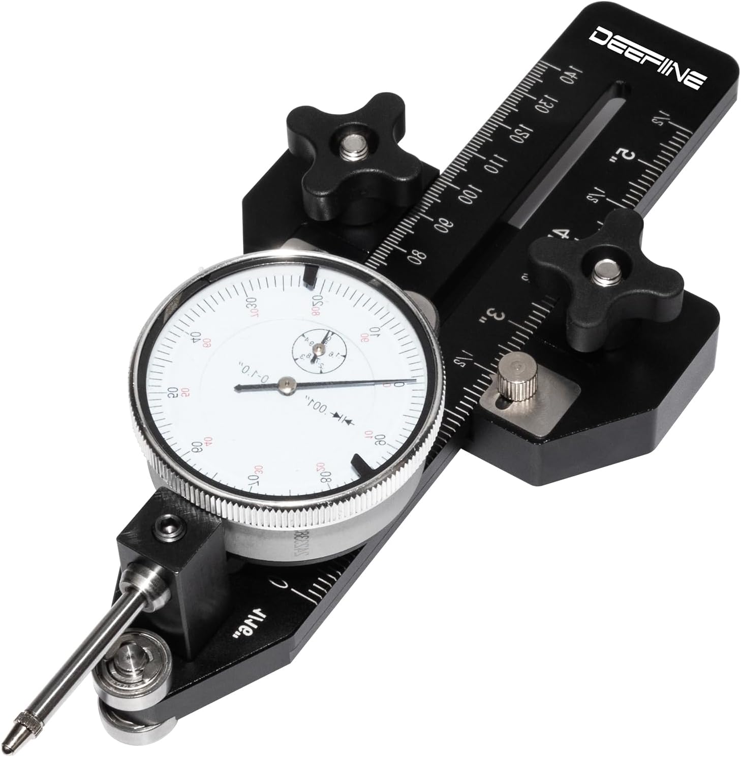 DEEFIINE Thin Rip Jig Table Saw Jig Guide for Making Repetitive Narrow Thin Strip Cuts Woodworking Tools Fast Thin Ripping Guide for Table Saw Band Saw Router Table with Precision Dial Indicator Gauge