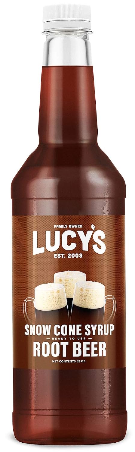 Lucy's Family Owned - Shaved Ice Snow Cone Syrup - Root Beer - 32 oz Syrup Bottle