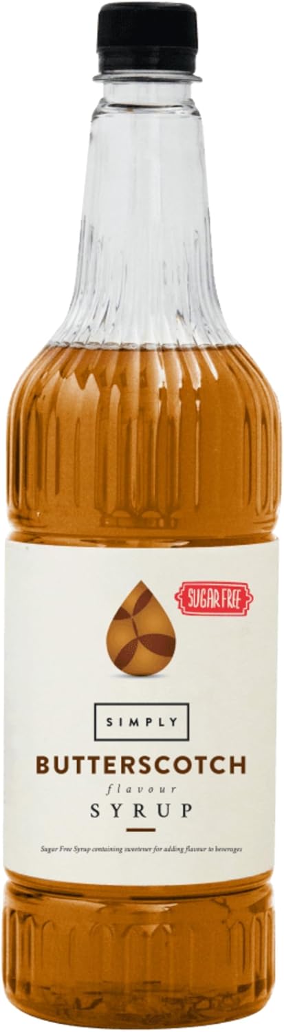 Simply Sugar Free Butterscotch Syrup, Low Calorie, Vegan & Nut Free Flavoured Syrup for Coffee, Cocktails & Baking (1 Litre)