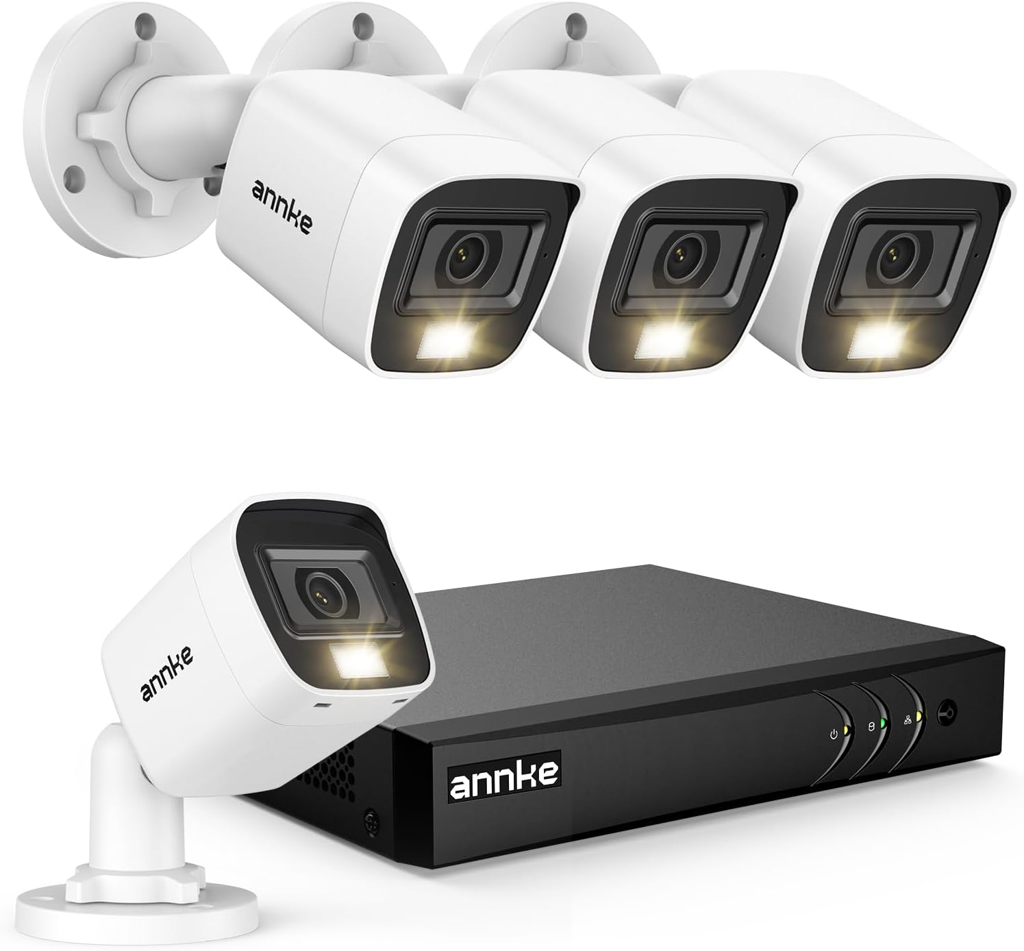 ANNKE 8CH 3K Lite Wired Security Camera System, H.265+ DVR with AI Human/Vehicle Detection, 4X 1080p CCTV Bullet Cams, Smart Color Night Vision, Easy Remote Access, IP67, No Hard Drive Disk