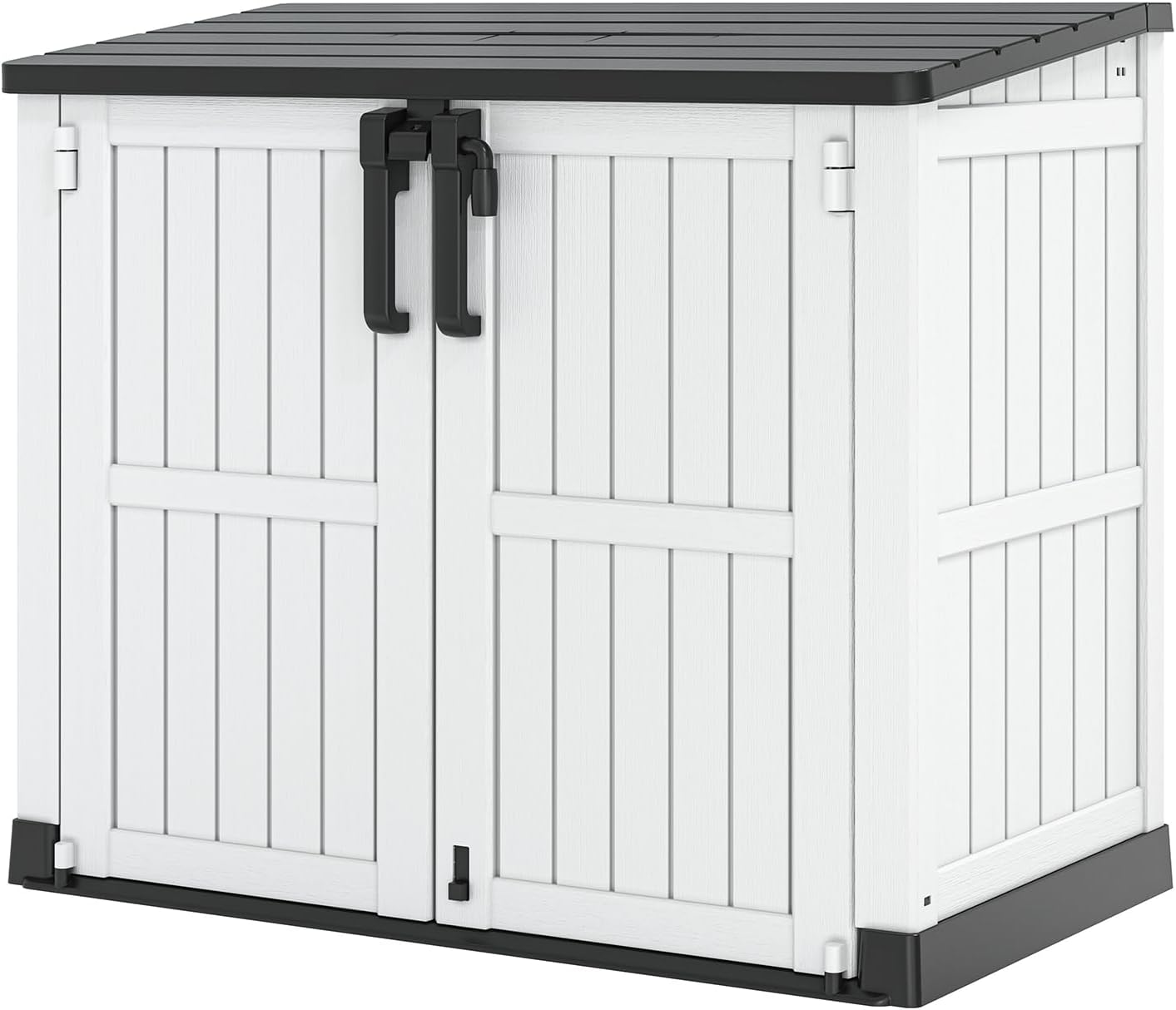 Light Gray Outdoor Resin Storage Shed 36 Cu. Ft. Garden Horizontal Storage Extra Large Capacity Weather Resistant Storage Box, Lockable Resin Waterproof Shed for Garbage Cans, Garden Tools
