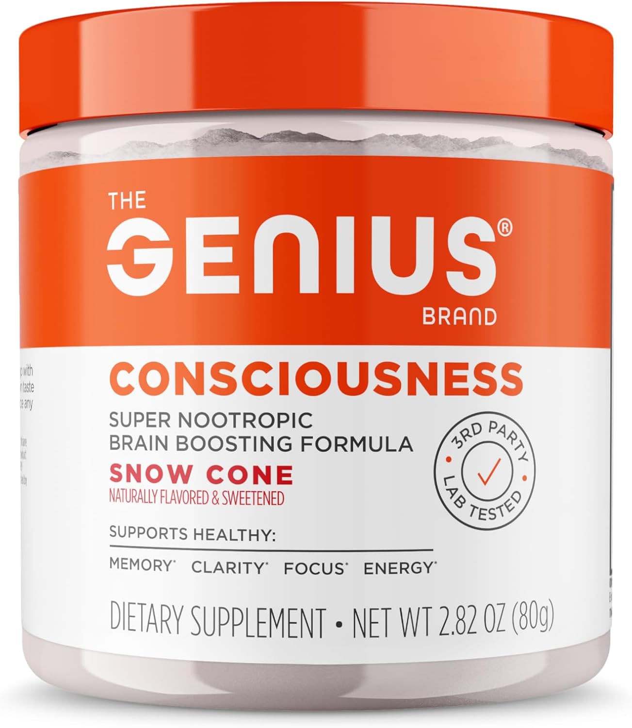 The Genius Brand Genius Consciousness - All-in-One Brain Health Supplement for Clarity - Supports Concentration, Creative Thinking, Energy & Memory - Powered by Nootropics - 15 Servings - Snow Cone