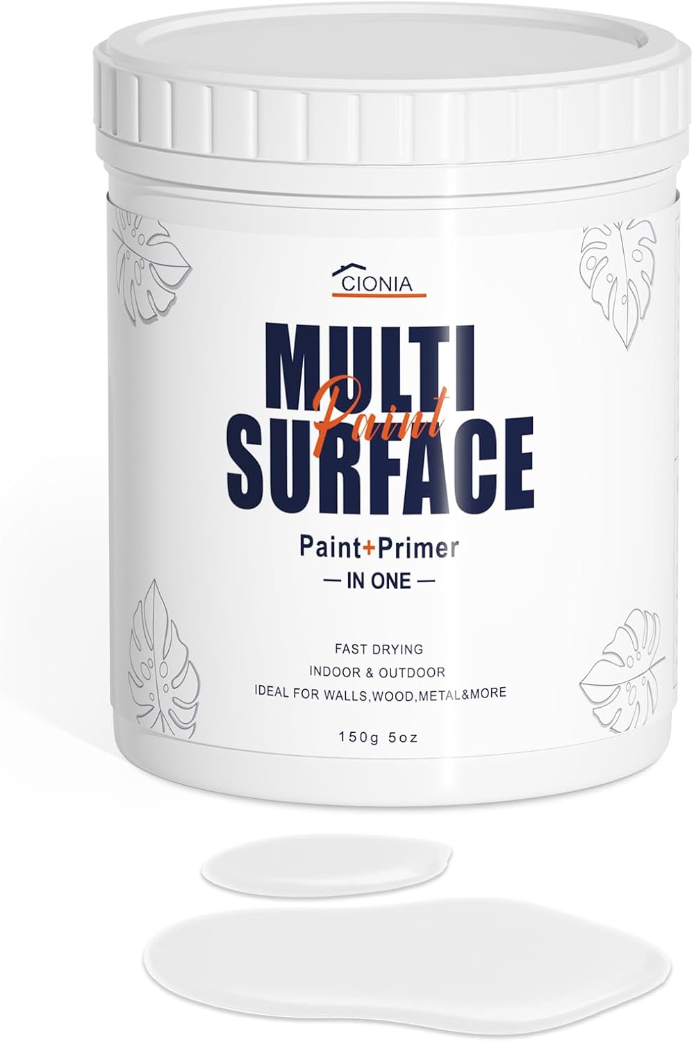 All-in-One Paint, 5 Oz - Furniture and Cabinet for Interior/Exterior - No Sanding, Quick Drying - Water Based Multi Surface for Wood, Walls, Metal, and More - White