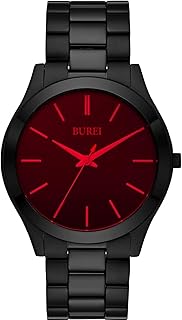 BUREI Fashion Minimalist Business Men's Wrist Watches Stainless Steel Waterproof Quartz Watch for Man