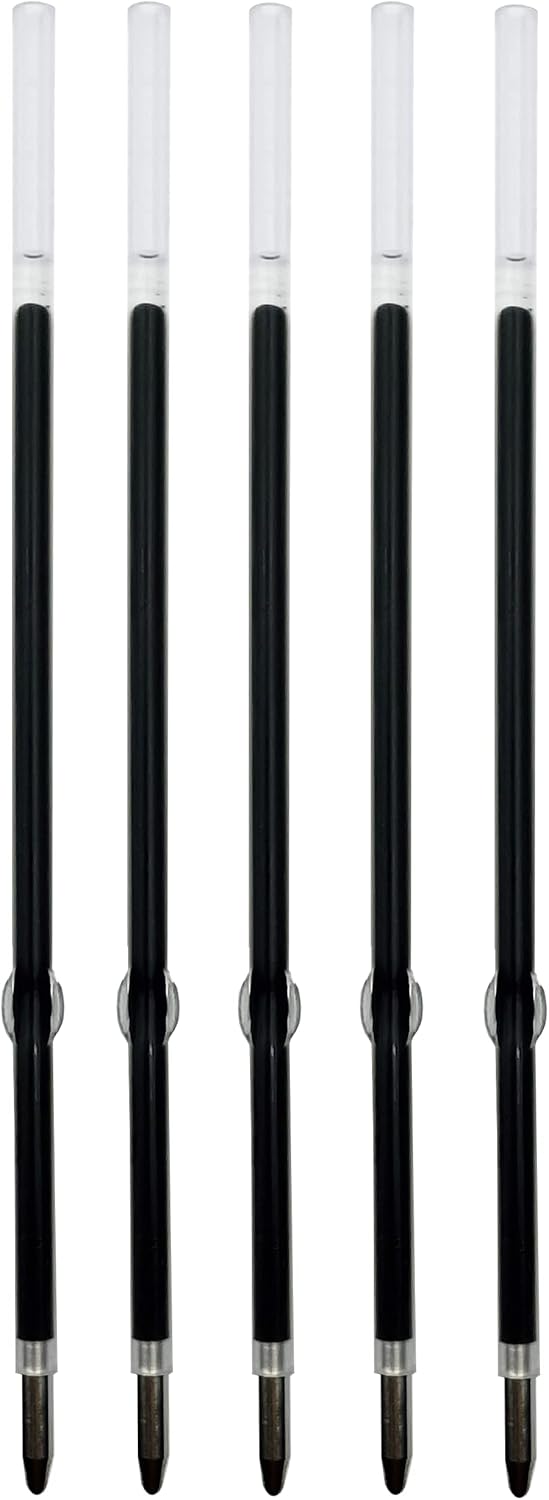 Lenden Pack of 5 Replacement Ballpoint Ink Refill for Rubberized Comfort Soft Touch 2 in 1 Ballpoint Pen Capacitive Stylus Tip, Premium Metal Medium Point, Black Ink (Black Replacement Refill)