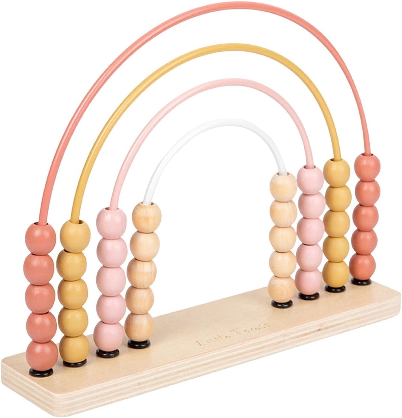 Rainbow Counting Beads Frame Wooden Rainbow Abacus with Colorful Beads Wooden Montessori Abacus Toy for Kids Bookshelf Decor Educational Toy, pink