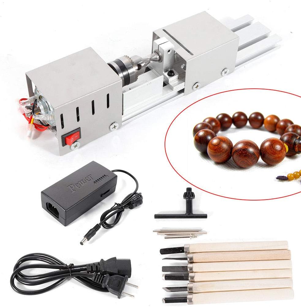 BACHIN Mini Lathe Beads Polisher Machine DIY CNC Machining for Table Woodworking Wood DIY Tool Lathe Standard Set