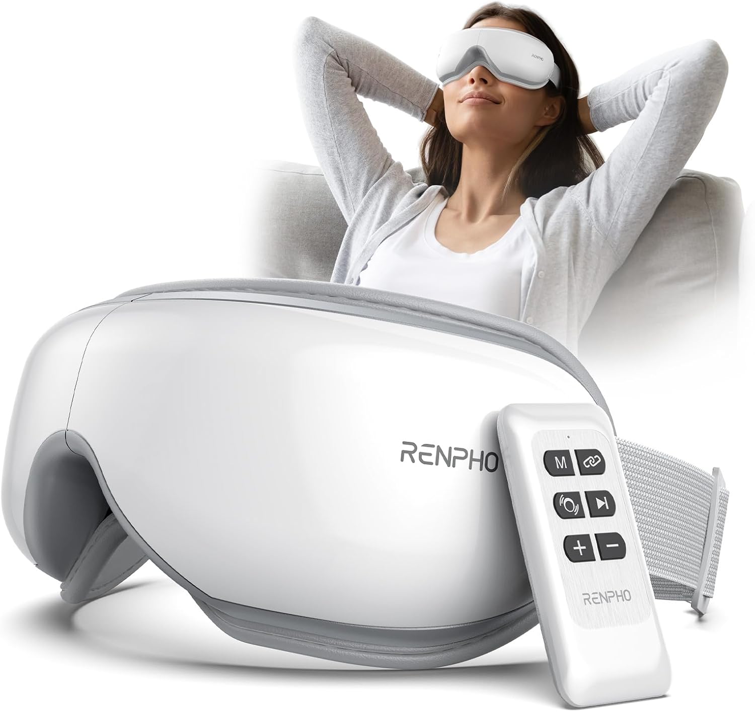 RENPHO Eyeris 1 - Eye Massager for Relax, Heated Eye Massage Mask with Remote, Heat, Vibration and Bluetooth Music, Eyes Mask for Sleeping, Dry Eyes, Birthday Gifts for Women & Men