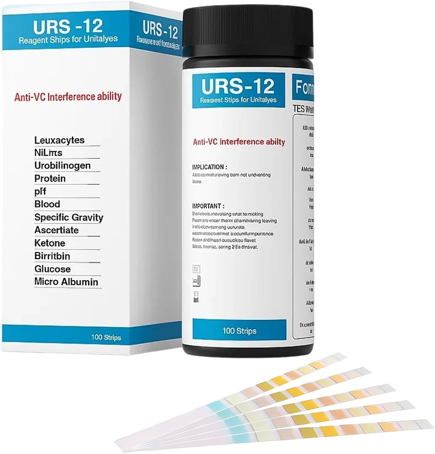 100PCS Urine Test Strips, UTI Test Strips for Infection, 12-in-1 Urine Dipstick Test Strips for UTI, Ketones, Glucose, Protein, pH, Leukocytes, Home Use, Fast Results, 45 * 120mm