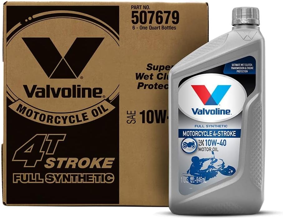 Valvoline 4-Stroke Motorcycle Full Synthetic SAE 10W-40 Motor Oil 1 QT, Case of 6