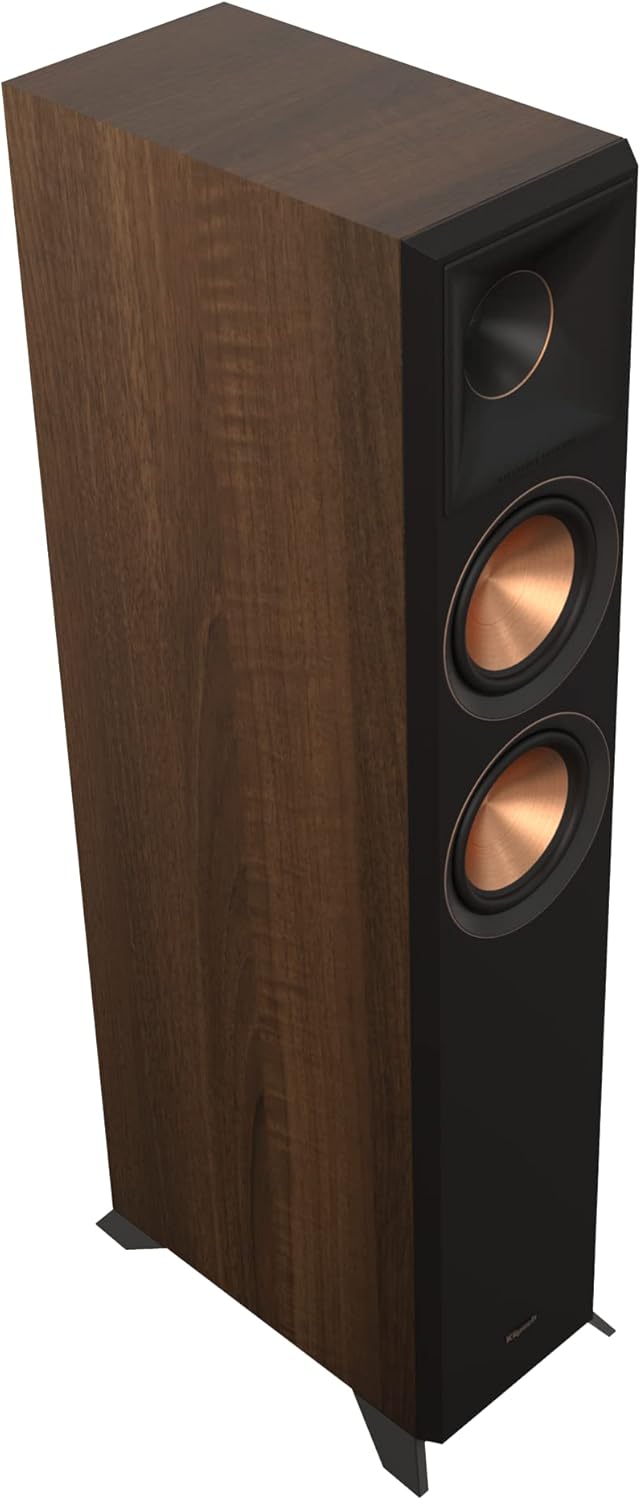 Klipsch Reference Premiere RP-5000F II Floorstanding Speaker with 90°x90° Hybrid Tractrix® Horn, LTS 1” Tweeter, 5.25” Woofer + Dolby Atmos Integration Options for Premium Home Theater Sound in Walnut