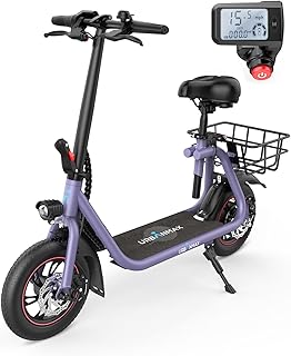 C1/C1 Pro Electric Scooter with Seat, 450W Powerful Motor up to 20/25 Miles Range, Foldable Electric Scooter for Adults Max Speed 15.5/18.6 Mph, Electric Scooter for Commuting with Basket