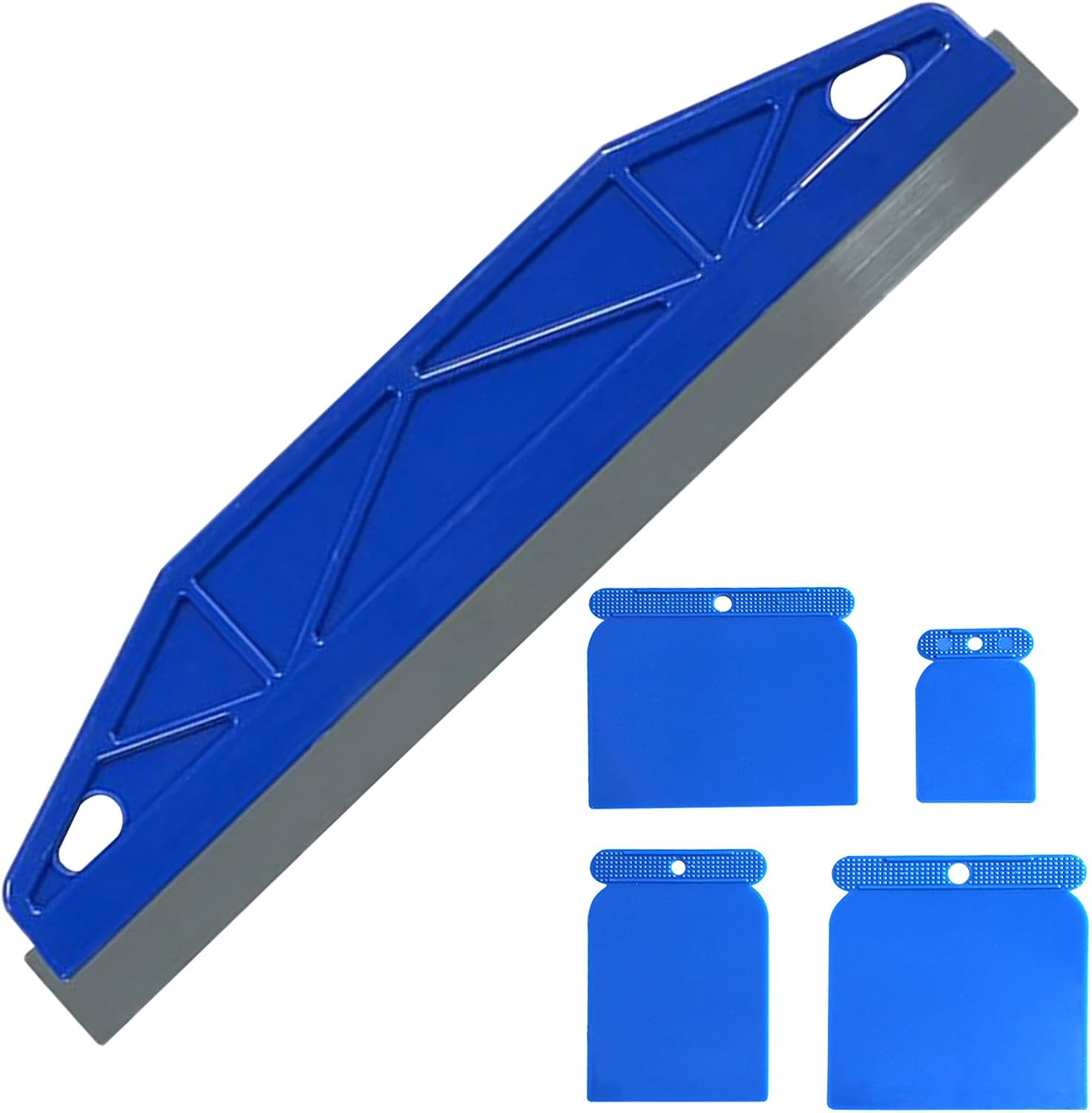 Paint Shield,Paint Cutting in Tools,Paint Edging Tool,with 4Pcs Plastic Scrapers,Skirting Board Painting Guard,Stainless Steel Paint Shield,for Paint Smearing Repairing Cutting Wallpaper (Blue)