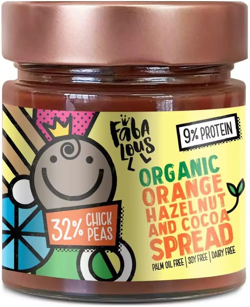 Fabalous Organic Orange Chocolate Spread (Hazelnut & Cocoa Spread) Vegan, Dairy Free, No Palm Oil, Less Sugar, More Protein 200g