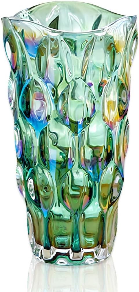 Colorful vase, Crystal Glass Large Vase Decorative Colorful Flower Vase Plant Container, for Home Decor,Wedding Decor,Centerpieces,Party