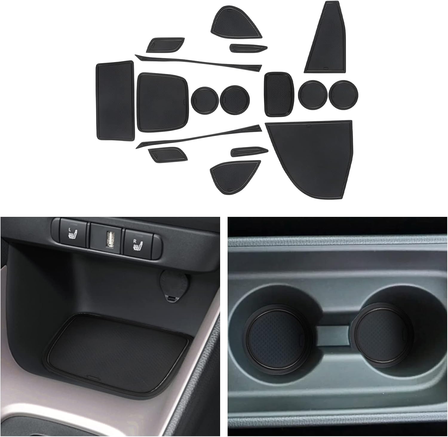 CDEFG Rubber Mats Compatible with Toyota Yaris Cross 2021-2023 2024 RHD Centre Console Non-Slip Non-Slip Mats Anti-Dust Cup Holder Rubber Mat Armrest Storage Car Interior Accessories (Black)