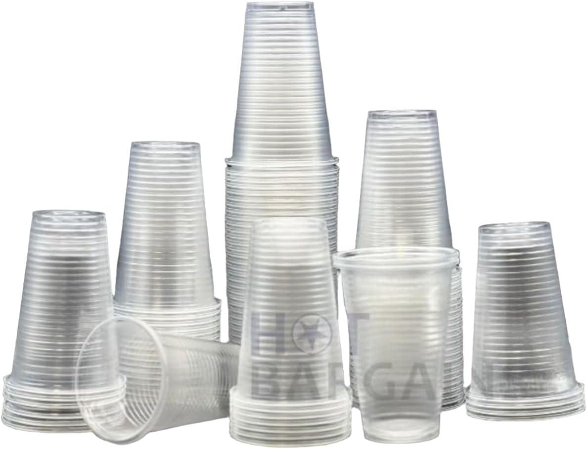 HOT BARGAINS 1000 X 7oz Clear Plastic Cups | Reusable & Disposable | Sealed Pack for Water Coolers, Vending, and Events