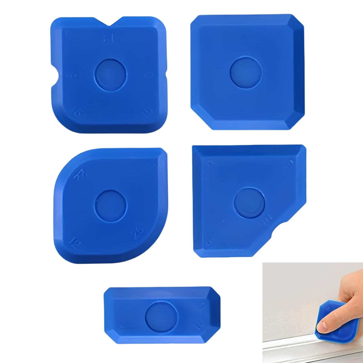 5pcs Caulk Tool Kit,Silicone Sealant Finishing Tool Caulking Tools for Kitchen Bathroom Floor Sealant Grout Finishing Sealing (Blue)