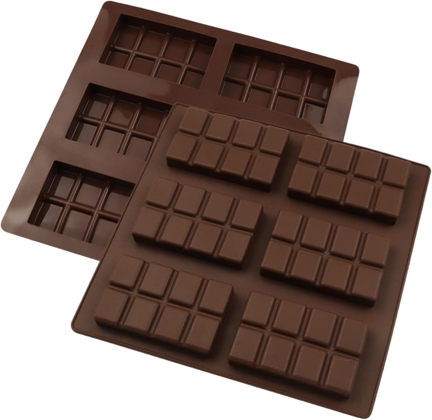KYEQATY 2Pcs Chocolate Molds 6 Cell Silicone Candy Bar Mold for Stuffed Bar Easy to Release Chocolate Molds Non-stick Tabs Chocolate for Filling Knafeh Pistachio