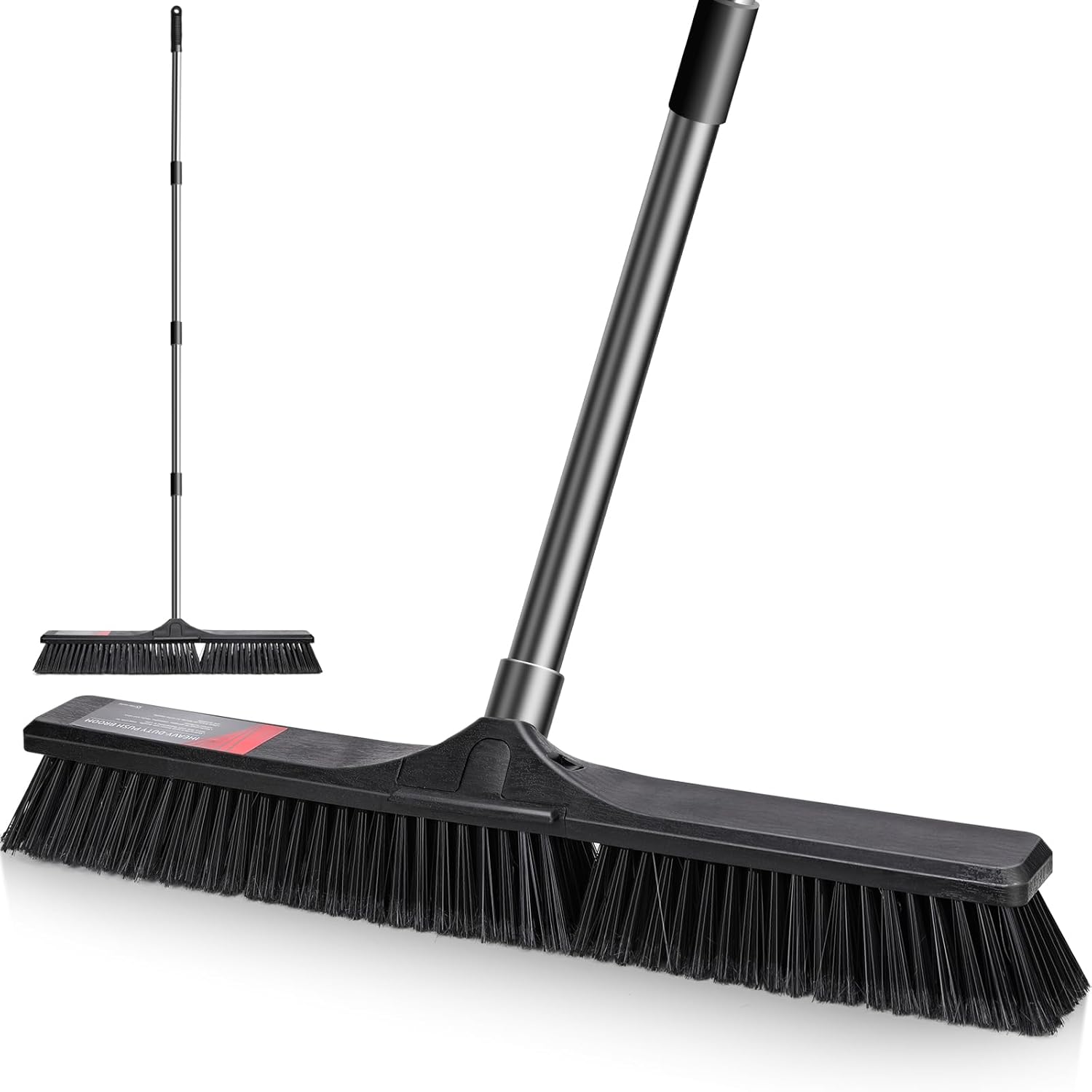 MASTERTOP Heavy Duty Garden Broom, Large Stiff Outdoor Broom with 24" Wide Brush Head, Yard Brush for Scrubbing Driveway Yard Tile Garden Warehouse Various Rough Surfaces, Sweeping Brush - Black