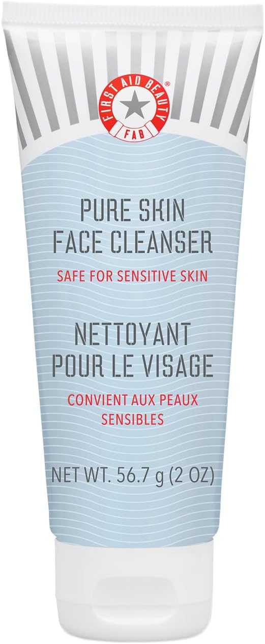 First Aid Beauty - Pure Skin Face Cleanser, Effectively Removes Makeup, Dirt, and Impurities, Gentle Cleanser Leaves Skin Soft & Supple, Safe for Sensitive Skin, Fragrance Free, 56.7g