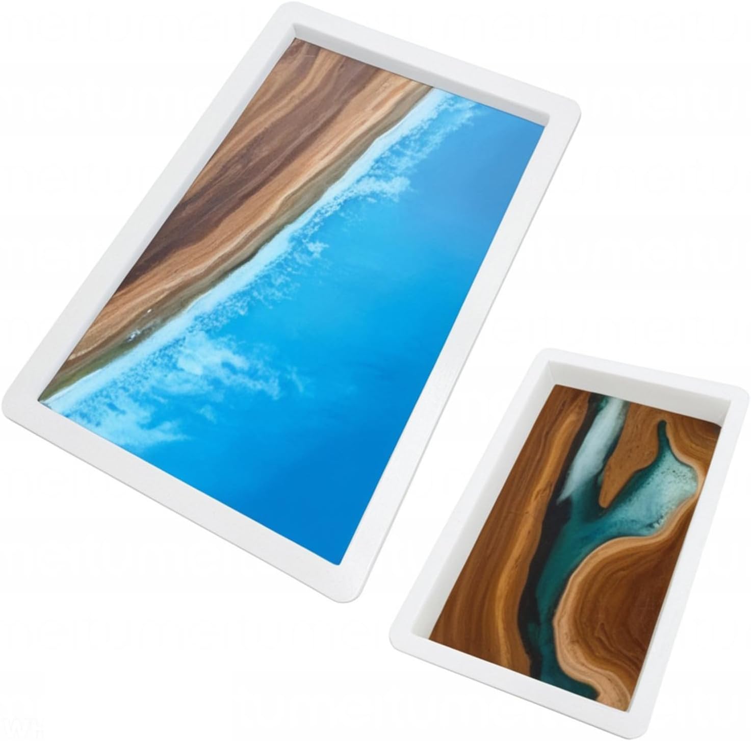 2Pcs Extra Large Reusable Epoxy Resin Table Mold15.7x9.8x3 inch 11.4x7.5x2 inch Rectangles Epoxy Resin Molds for River Table, Coffee Side Table, Cutting Board, Charcuterie Board, Art Panel