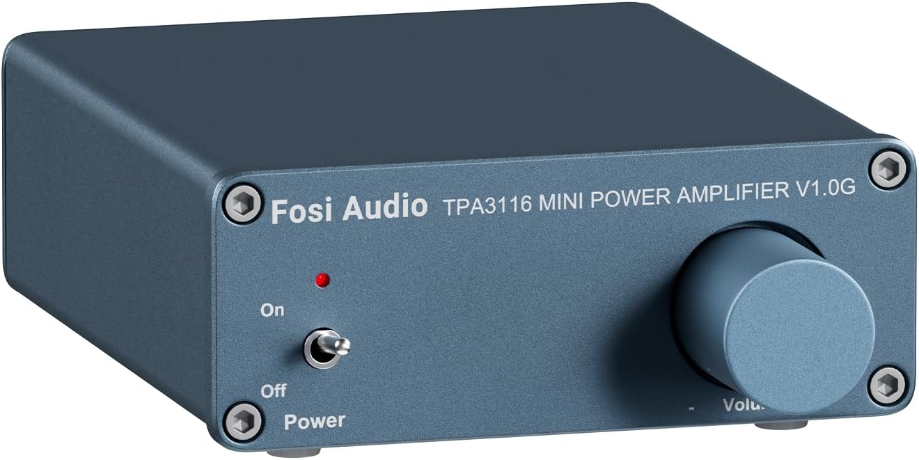 Fosi Audio V1.0G 2 Channel Amplifier Stereo Audio Amp Mini Hi-Fi Class D Integrated TPA3116 Amp for Home Speakers 50W x 2 with 19V 4.74A Power Supply