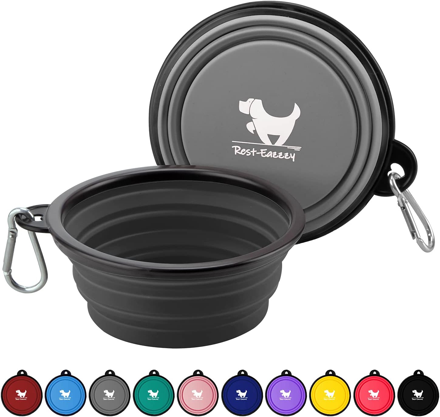 Collapsible Dog Bowls for Travel, 2-Pack Dog Portable Water Bowl for Dogs Cats Pet Foldable Feeding Watering Dish for Traveling Camping Walking with 2 Carabiners, BPA Free