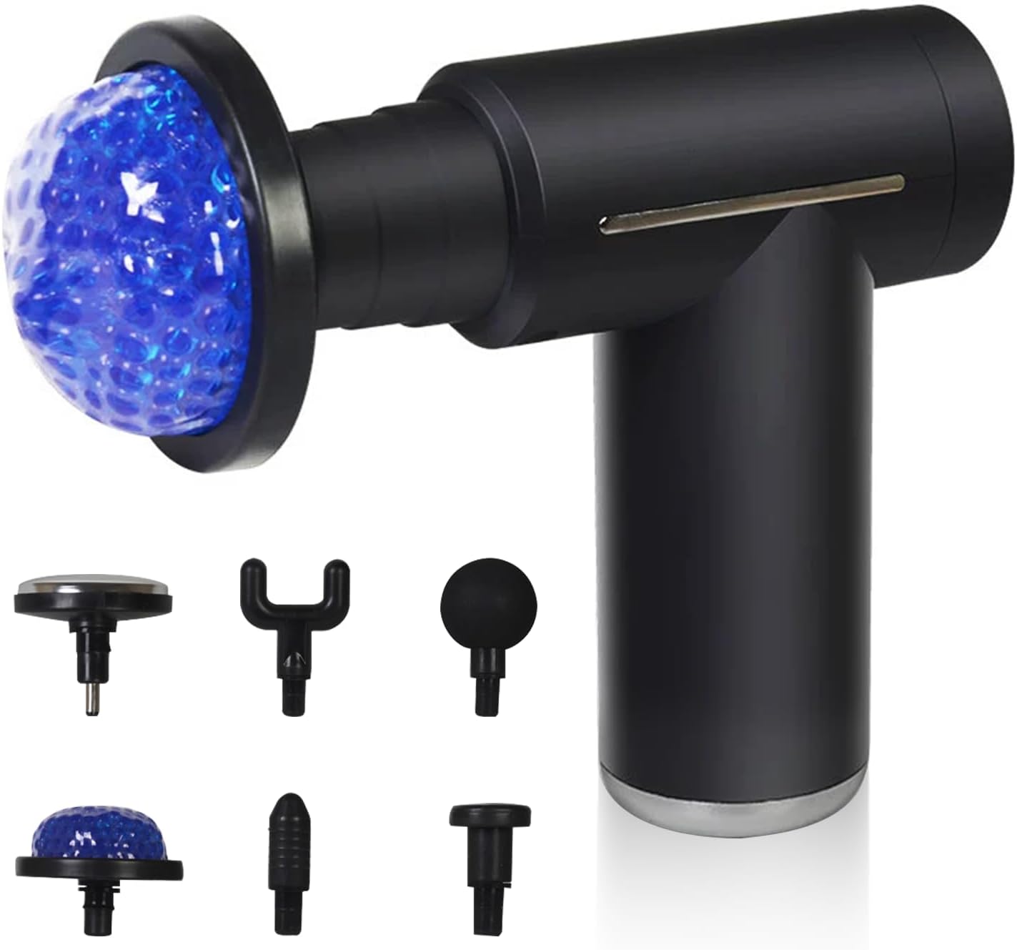 Likai Mini Massage Gun with Heat and Cold, Deep Tissue Percussion Massager with 6 Heads & LCD Touch Screen, Powerful 6-Speed Handheld Body Massager for Pain Relief, Quiet Portable Muscle Gun