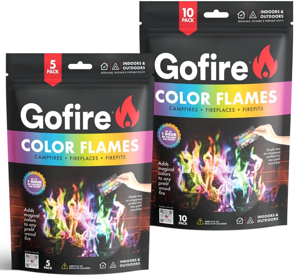Color Flame Packets - Safe for Indoor & Outdoor Use - 1 Hour Burn for Campfires, Fireplaces, Firepits - No Need to Open Just Drop in (15)