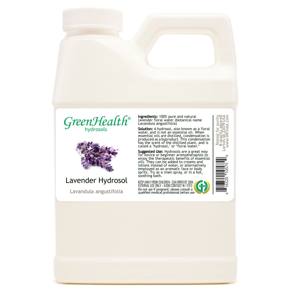 GreenHealth Hydrosol (Floral Water) - 16 fl oz Plastic Jug w/Cap - 100% Pure (NOT Oil) (Lavender)