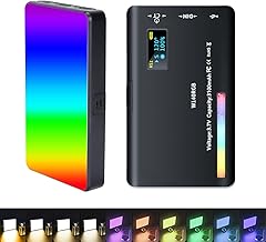 RGB Video Lights,Photography Lighting,Portable Selfie Light for Camera, Full Color 2500-9900K, CCT/RGB/Scene Dimming Mode, 140 Bright Beads with OLED Display, 360 Colors, 3100mAh Rechargeable CRI 95+