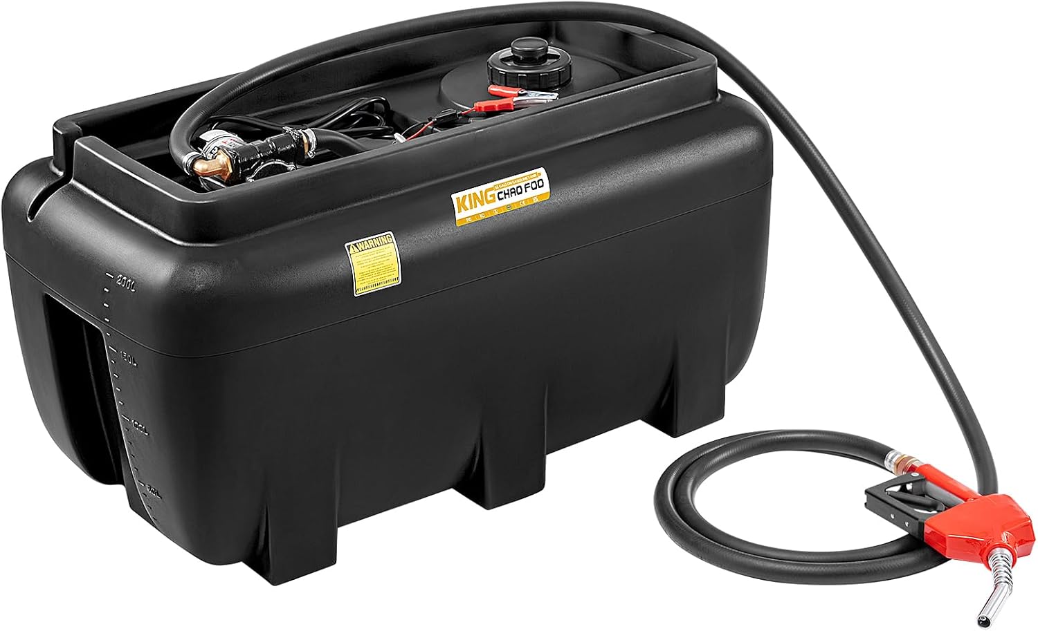 52 Gallon Gasoline Tank, Portable Gas Tank with 12V Electric Fuel Transfer Pump, Gasoline & Diesel Transfer Tank with 13ft Electric Wire & 3 Gears Padlock Automatic Fuel Nozzle
