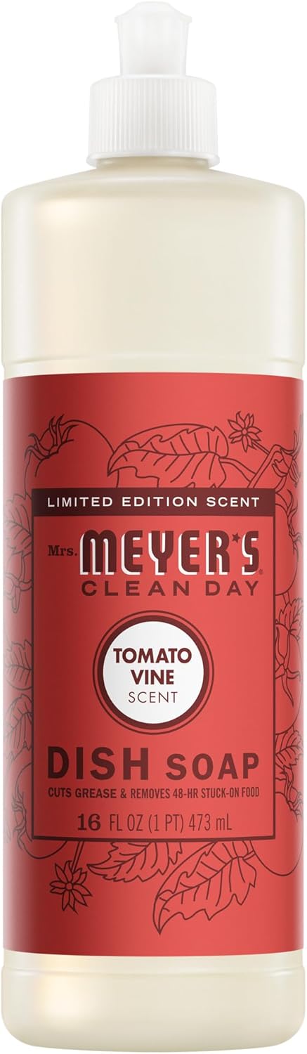 MRS. MEYER'S CLEAN DAY Liquid Dish Soap, Tomato Vine Scent, 16 Ounce Bottle