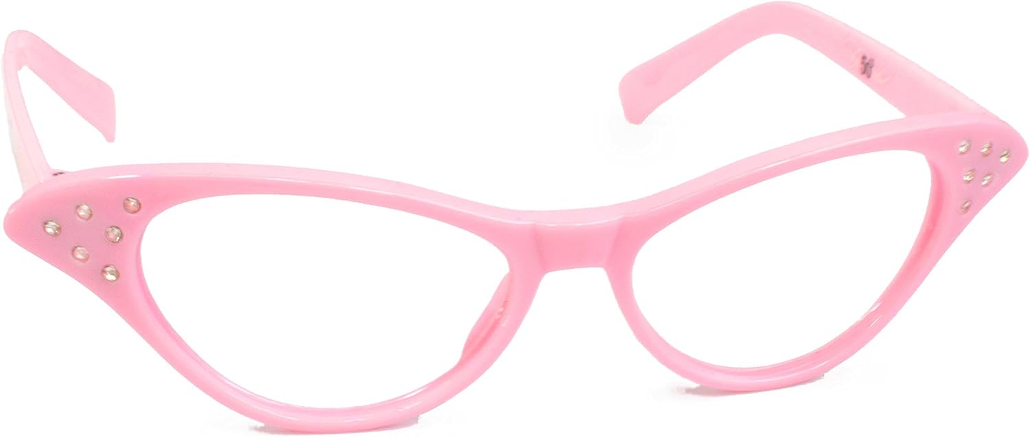 Hip Hop 50's Shop 1950s Cat-Eye Glasses for Kids, Plastic Costume Glasses with Rhinestones