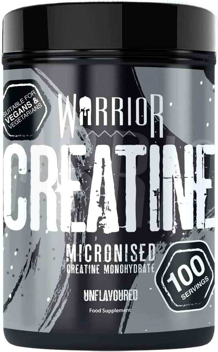 Warrior Creatine Monohydrate Powder – Micronised for Easy Mixing and Consumption – 100 Percent Pure Creatine – Proven to Improve Physical Performance and Recovery, 5 g Servings (Unflavoured, 500g)