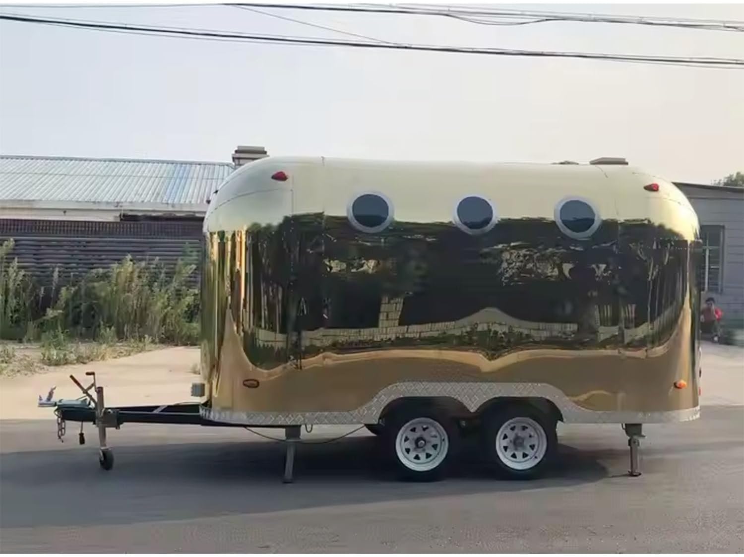 Mirror Food Truck Fully Equipment Concession Mirror Food Trailers for Sale Small Taco Hotdogg Cart with Wheels Commercial Ice Cream Cart for Business