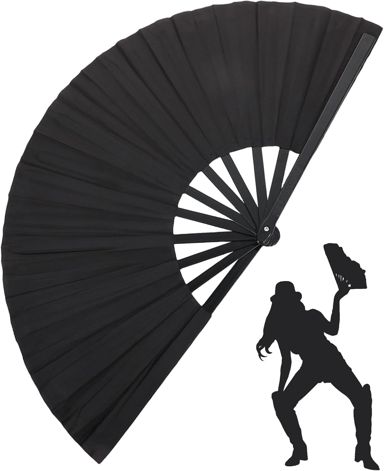 Large Folding Hand Fan for Line Dancing, Boots on The Ground Clacking/Popping Rave Fans, 13IN Nylon-Cloth Portable Dance Fans