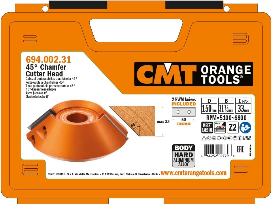 CMT CMT 694.002.31 45Degree Chamfer Cutter Head, 5-29/32-Inch Diameter, 1-1/4-Inch Bore