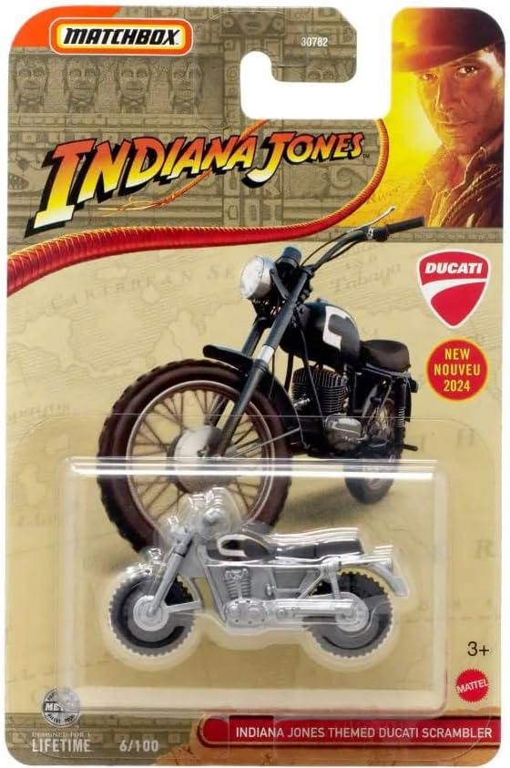Matchbox Indiana Jones Ducati Scrambler 6/100, Die-Cast Motorcycle