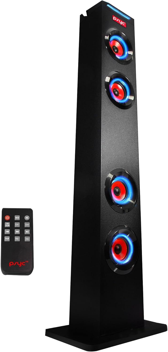 Sumvision PYSC Wireless LED Torre XL Bluetooth Tower Speakers Stand for PC phone Iphone Ipad Samsung Galaxy with built in radio