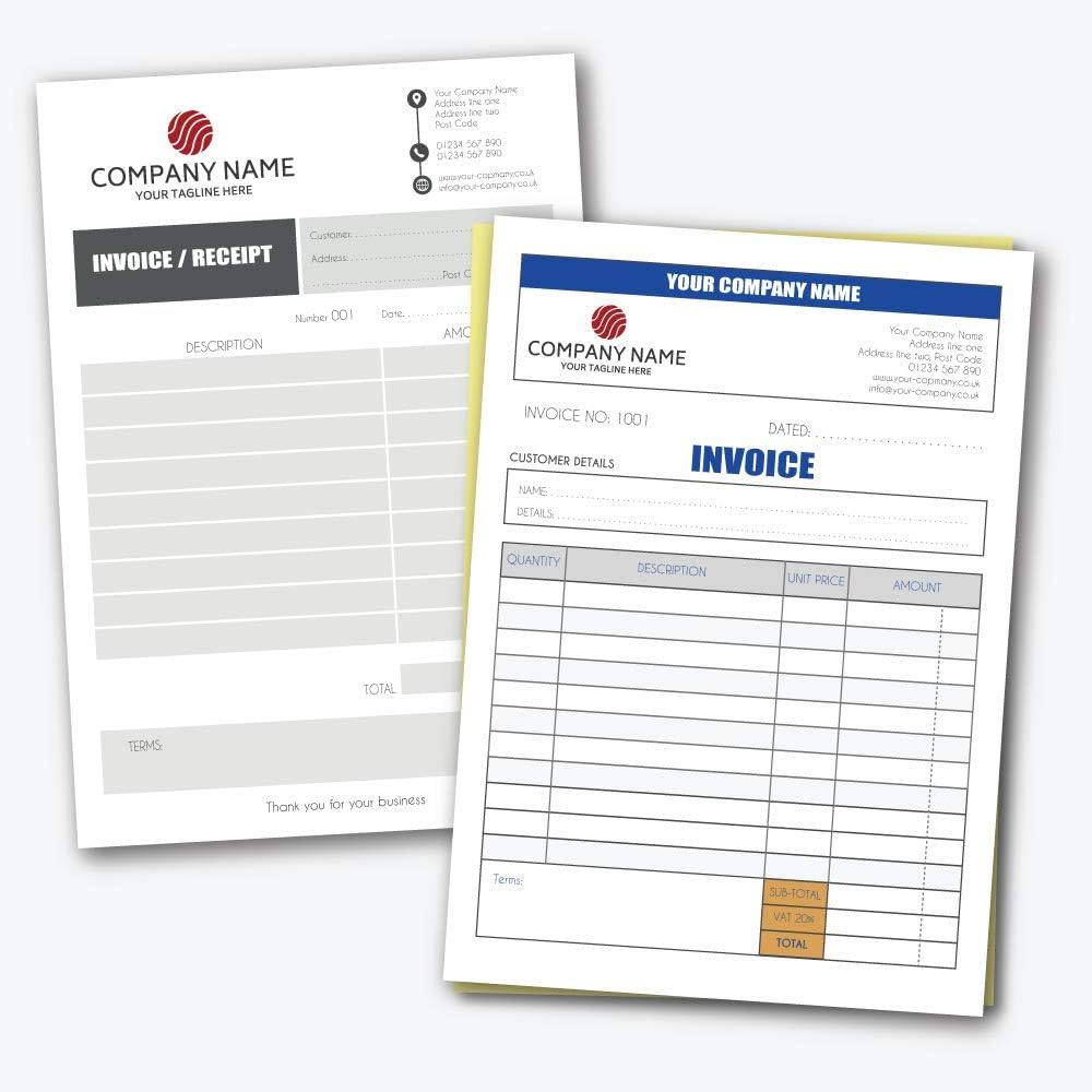 Personalised A5 Duplicate Invoice Book • Order Book • NCR Pad • Receipt Pad • 50 Sets • Full Colour