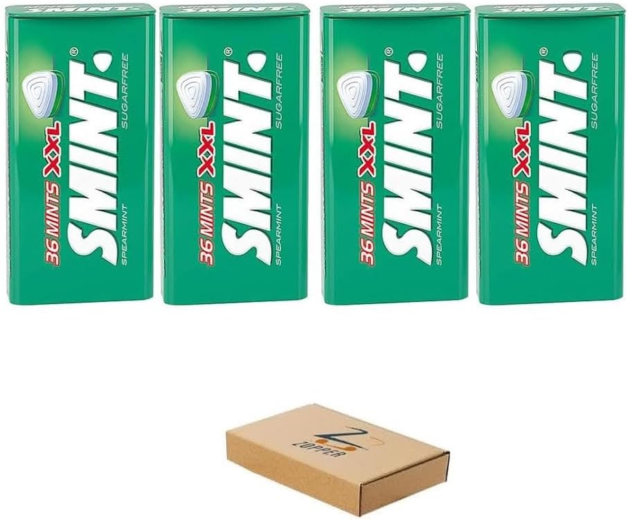 SMINT Sugar Free Mints Spearmint Flavor - 36 Mints Tin Pack of 4