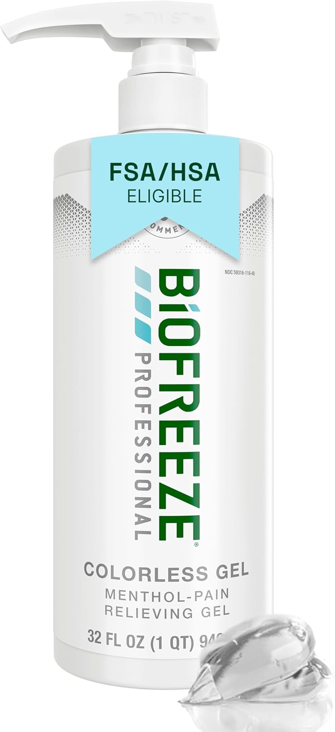 Biofreeze Professional Pain Relief Gel, Colorless Menthol Gel, 32 FL OZ