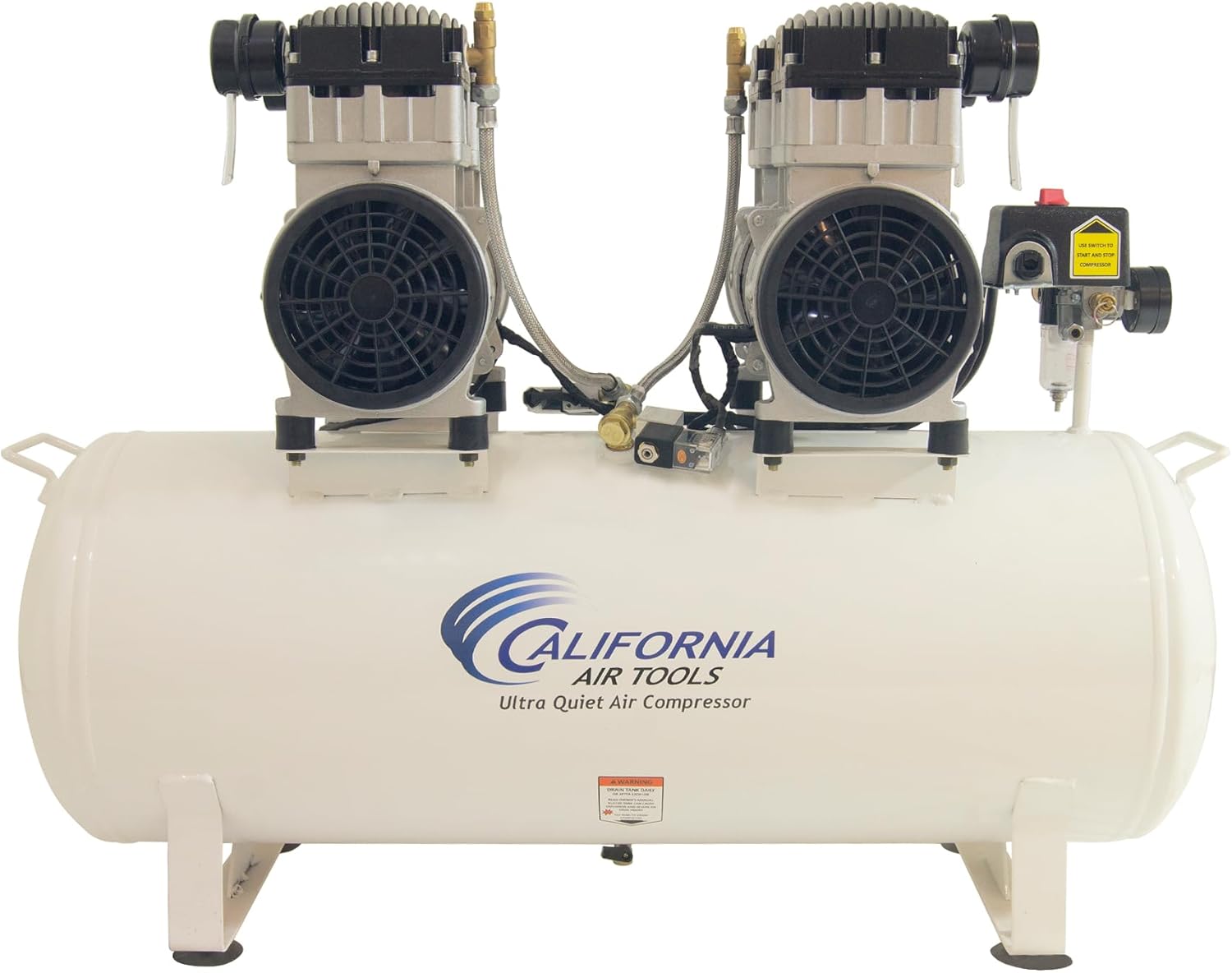 California Air Tools 20040C Powerful 4.0 HP Ultra Quiet and Oil-Free Air Compressor, 20 Gallon Tank, 75 dB Noise Level, White, 220v 60hz